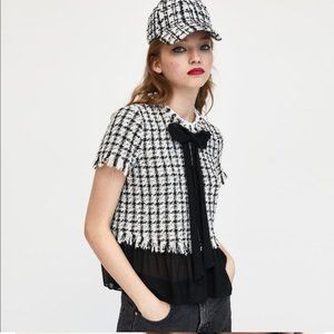 NWOT ZARA Trafaluc collection Contrasting Tweed Top
